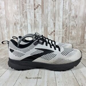 Brooks Revel 5 Mens Running Shoes Black White Knit Sneakers 1103741D121 Size 9.5